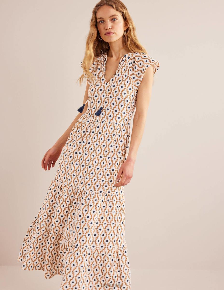 облекло Boden миди рокля от трико дорсет крем и гео диамант Жени LL682501