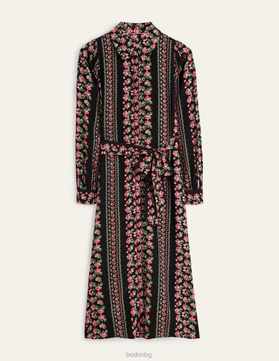 облекло Boden миди рокля риза черна диамантена роза Жени LL682550