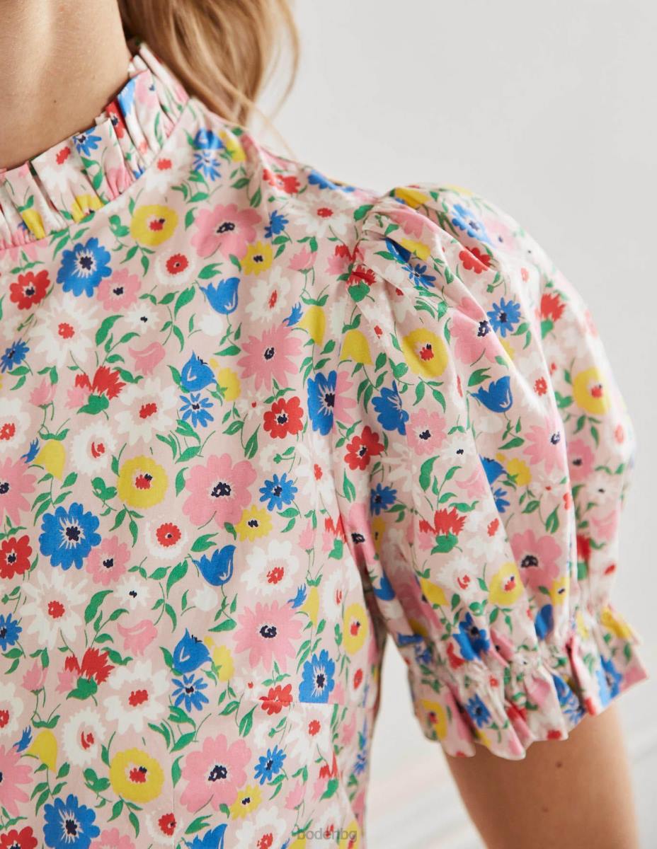 облекло Boden миди рокля с волани и деколте млечен шейк и елегантен цвят Жени LL682599