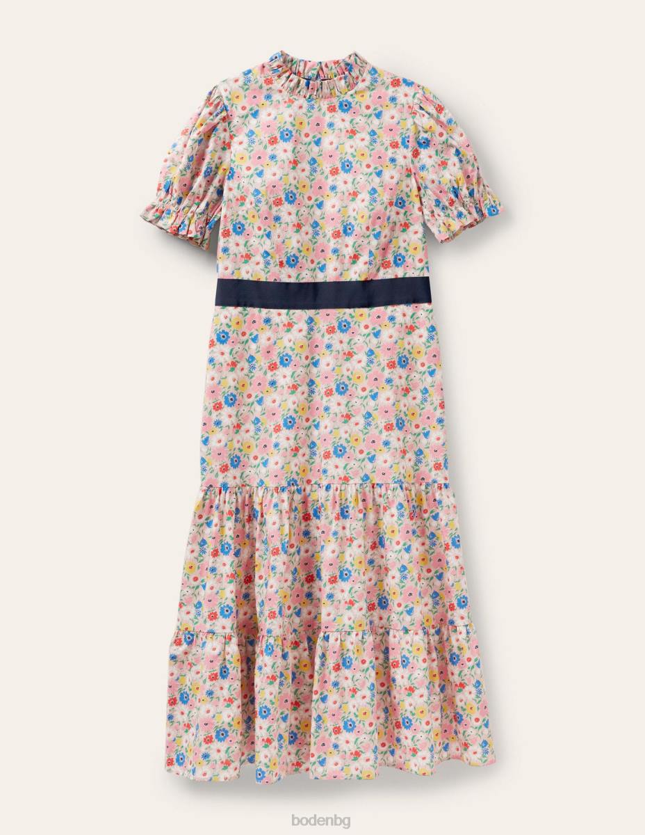 облекло Boden миди рокля с волани и деколте млечен шейк и елегантен цвят Жени LL682599