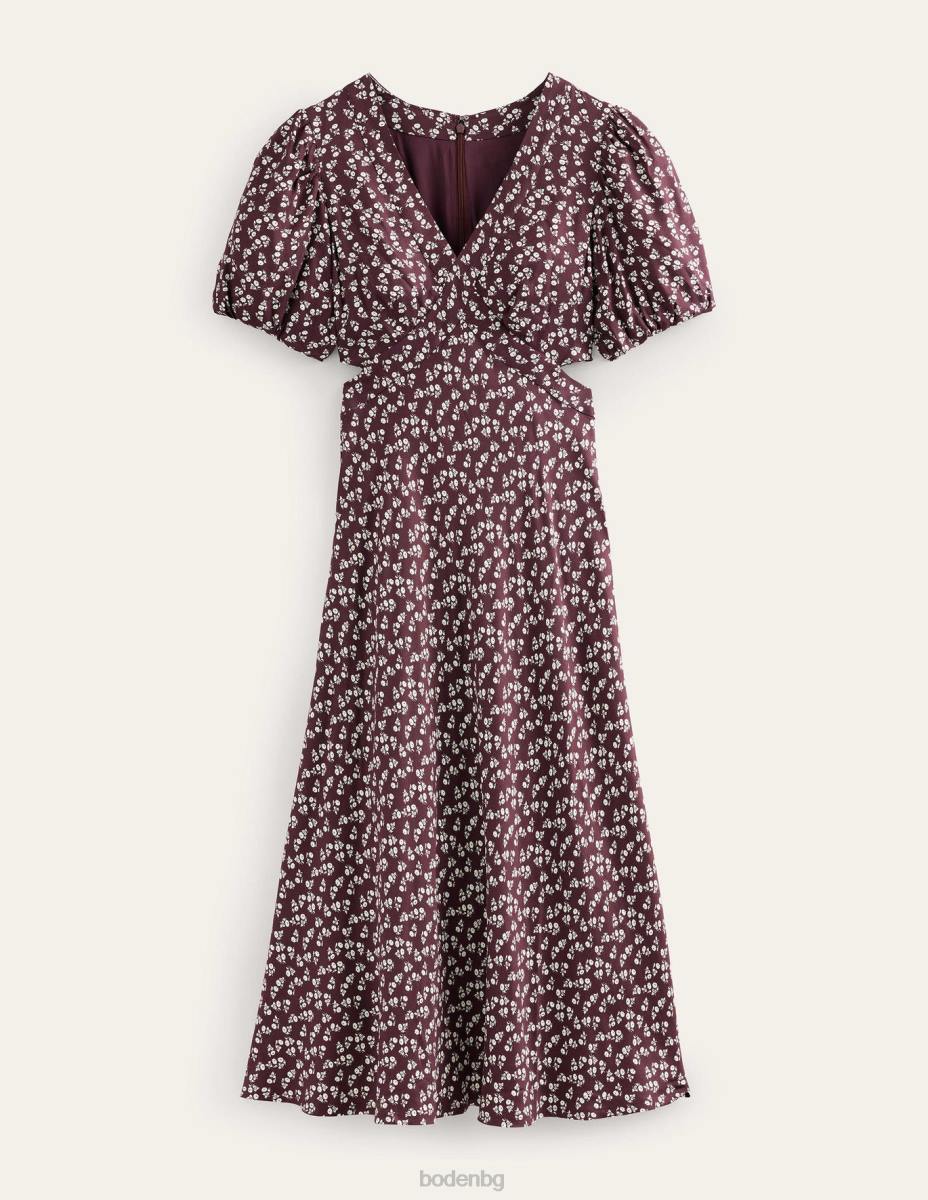 облекло Boden разкроена миди чаена рокля тъмно бордо и сладка маргаритка Жени LL682612
