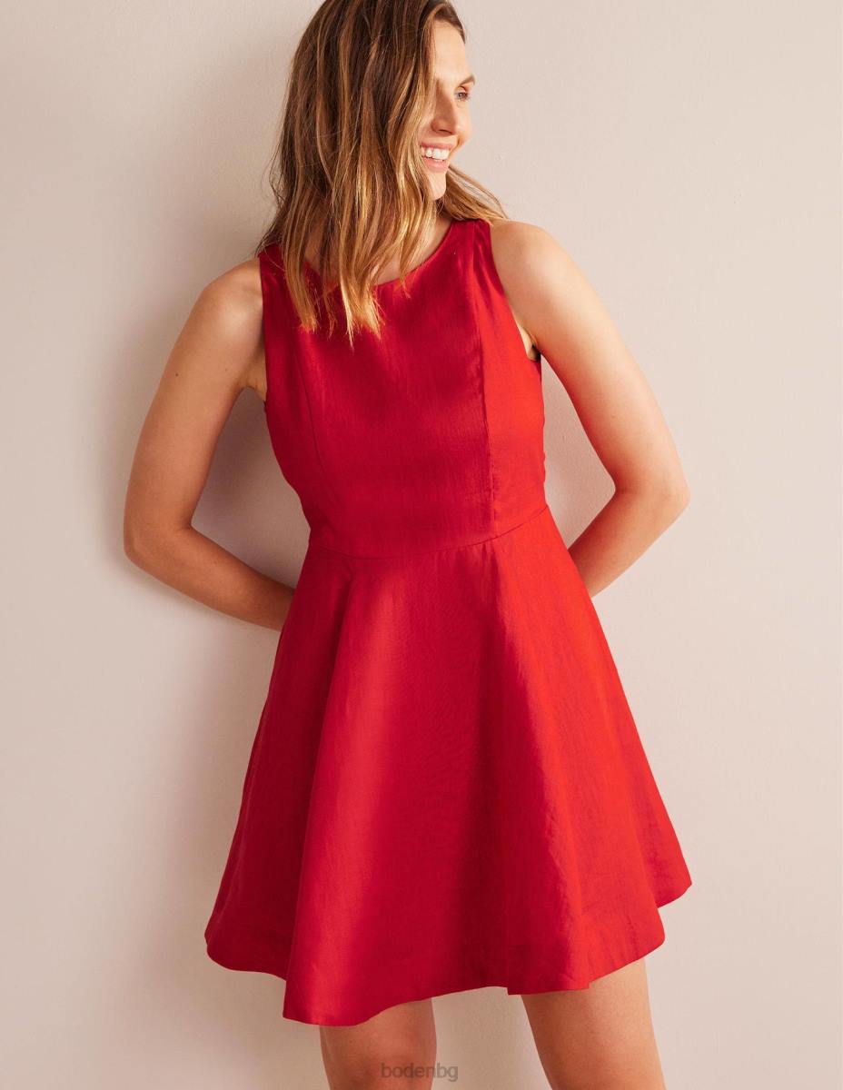облекло Boden прилепнала ленена мини рокля вермилион Жени LL6830