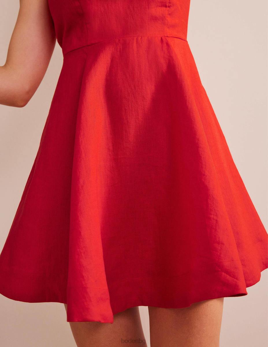 облекло Boden прилепнала ленена мини рокля вермилион Жени LL6830