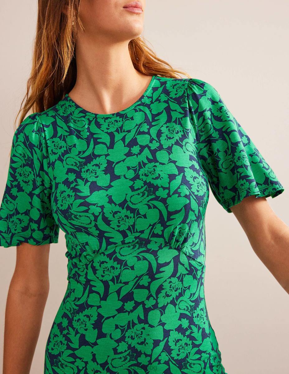 облекло Boden миди рокля от трико ливадно зелено и цъфтящо лале Жени LL6843