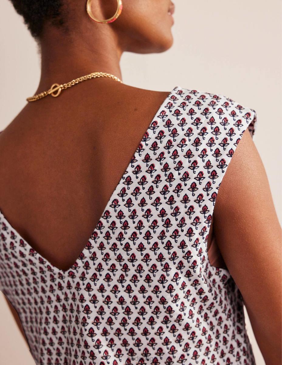 облекло Boden рокля от трико без ръкави слонова кост и лале руж Жени LL68571