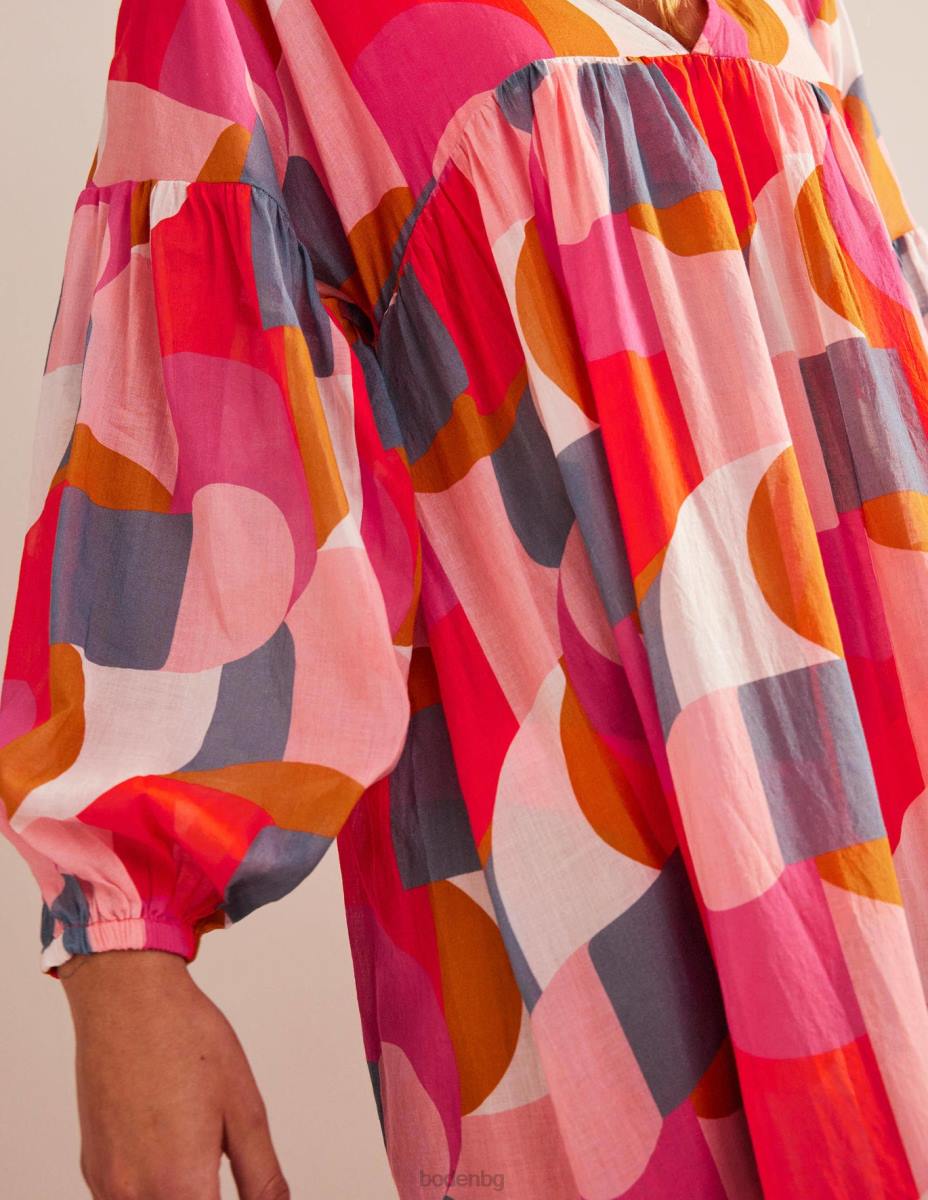 облекло Boden макси империя плажен кафтан фестивален розов и геометричен вихър Жени LL68573