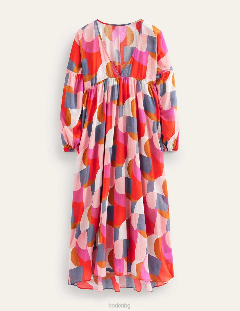 облекло Boden макси империя плажен кафтан фестивален розов и геометричен вихър Жени LL68573