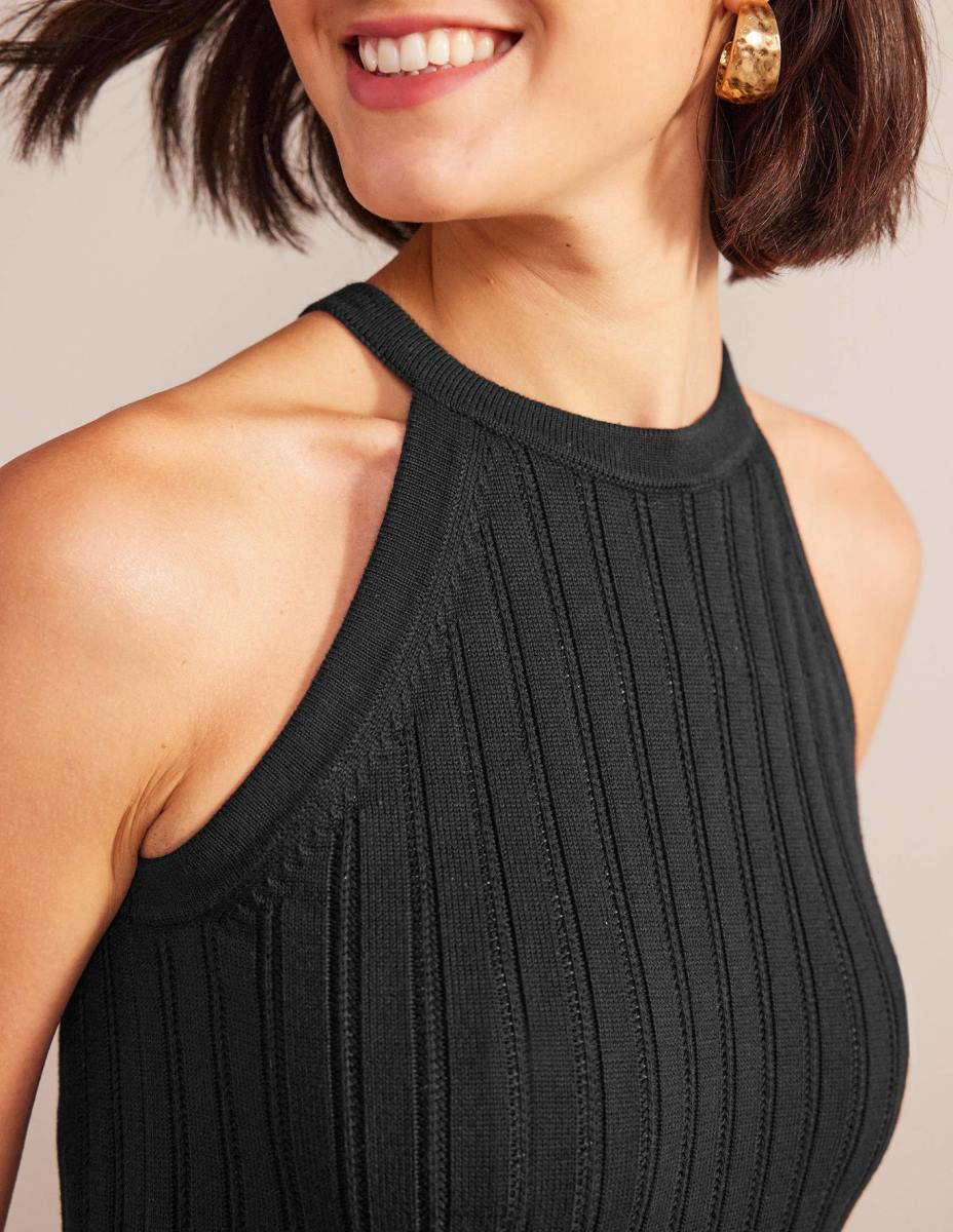 облекло Boden плетена миди рокля без ръкави черен Жени LL68574