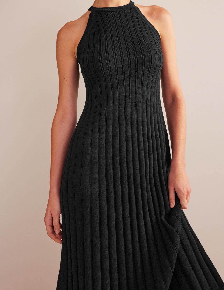 облекло Boden плетена миди рокля без ръкави черен Жени LL68574