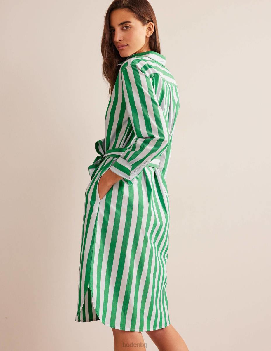 облекло Boden спокойна памучна риза наситен изумруд и слонова кост Жени LL68576