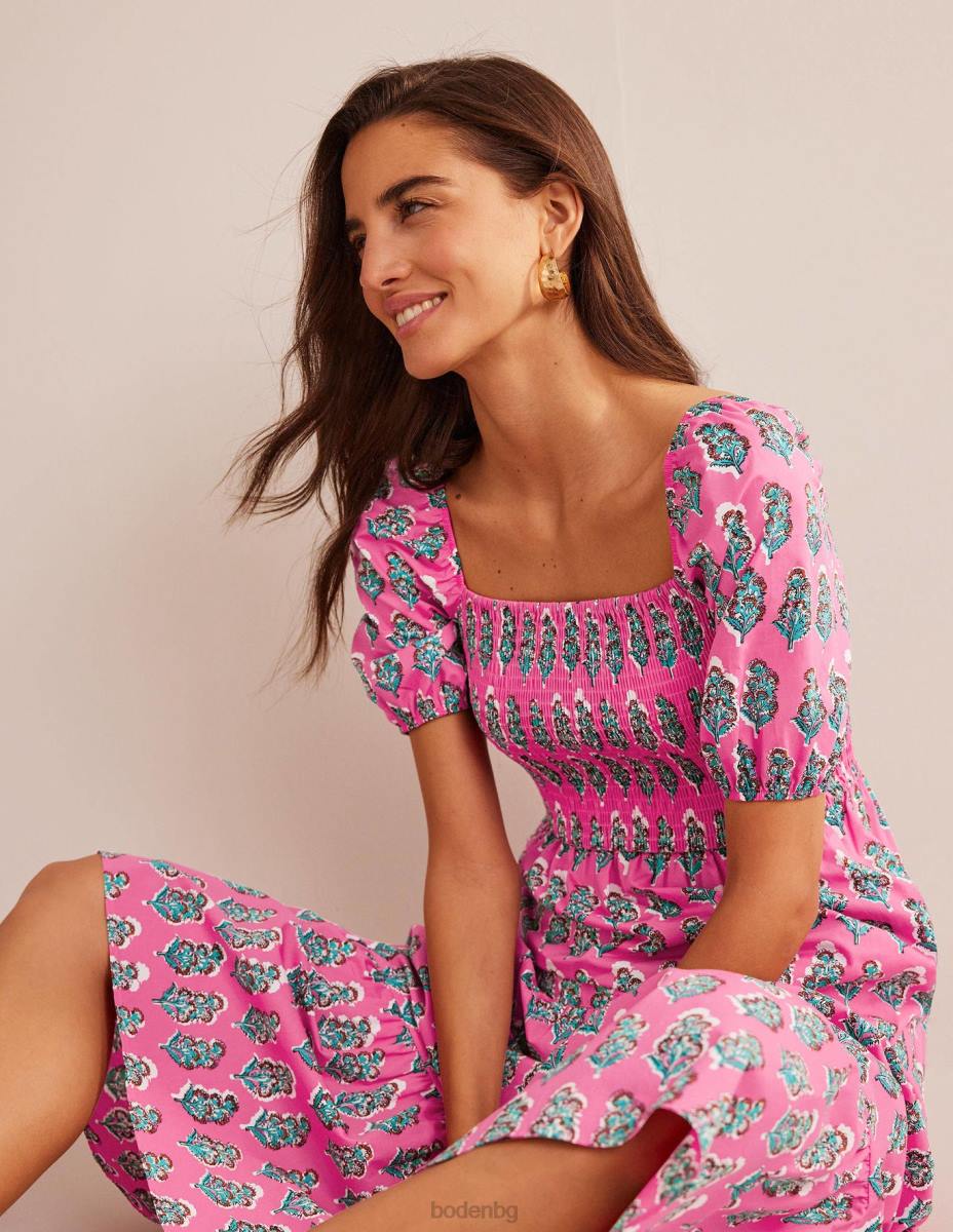 облекло Boden макси рокля с пушено елече фестивално розово и занаятчийски цъфтеж Жени LL68578