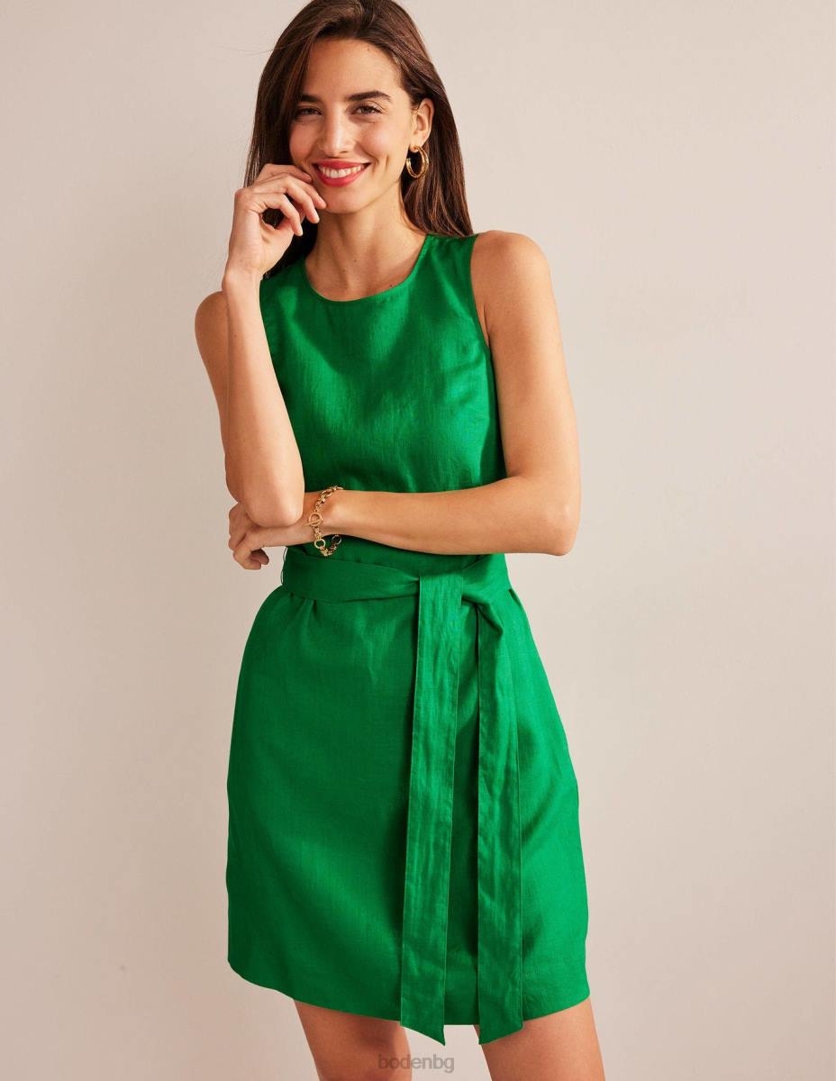 облекло Boden ленена рокля без ръкави богат смарагд Жени LL68579