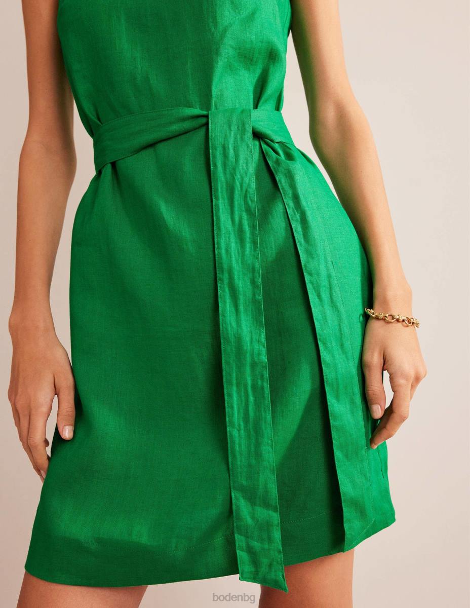 облекло Boden ленена рокля без ръкави богат смарагд Жени LL68579