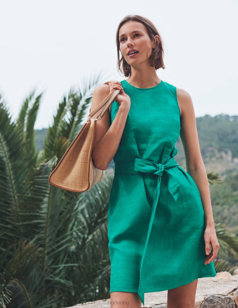 облекло Boden ленена рокля без ръкави богат смарагд Жени LL68579
