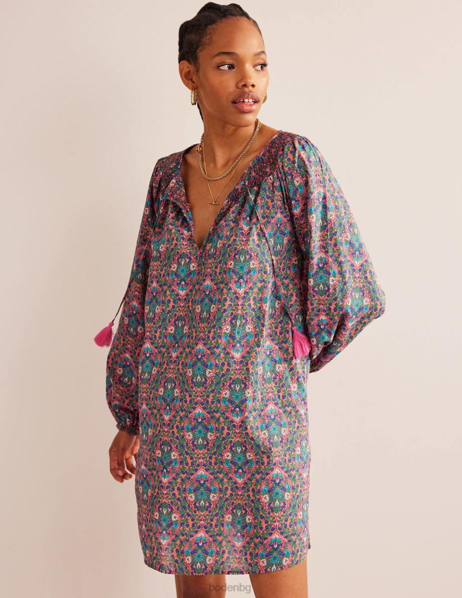 облекло Boden плажен кафтан с пушено деколте мулти & лоза тераса Жени LL68581