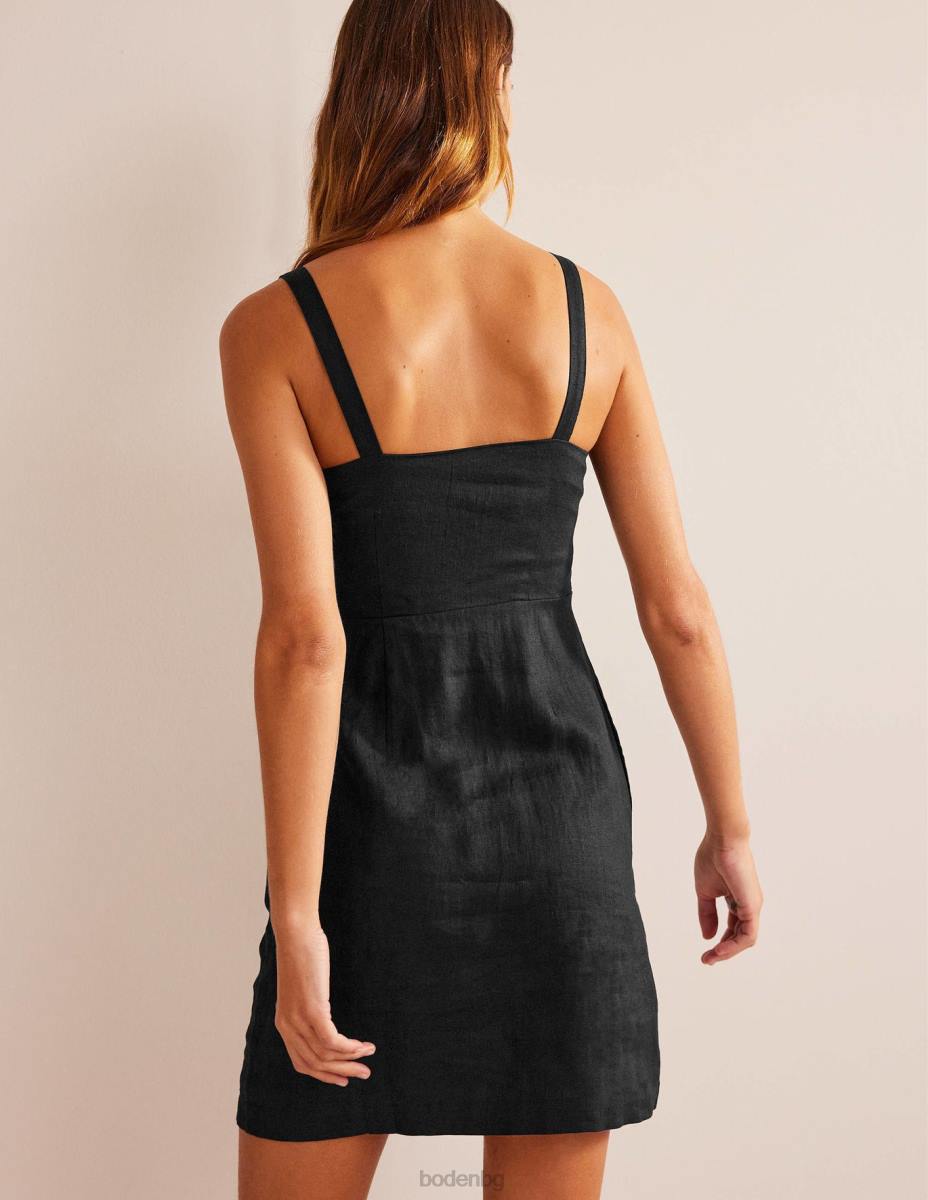 облекло Boden ленена мини рокля с презрамки черен Жени LL68585