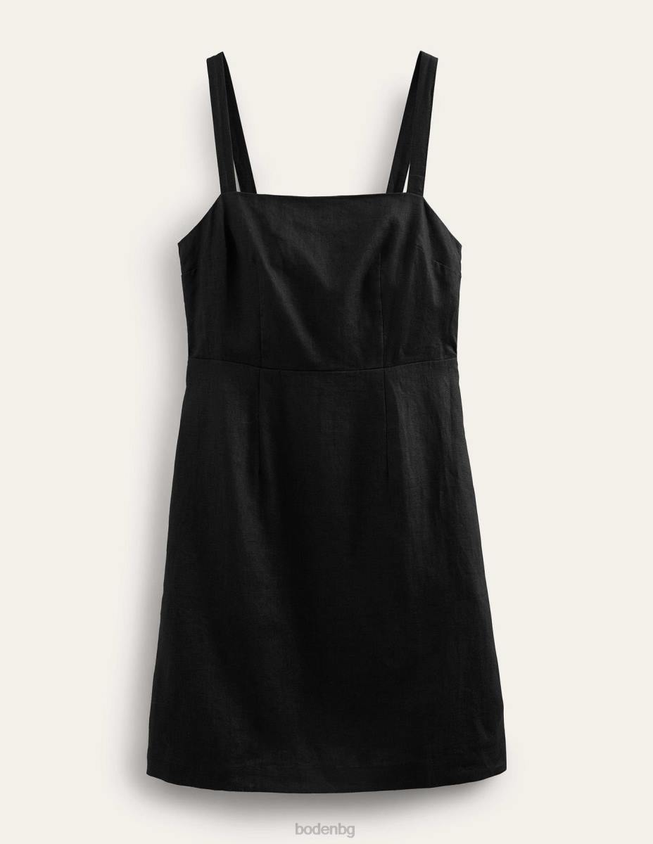 облекло Boden ленена мини рокля с презрамки черен Жени LL68585