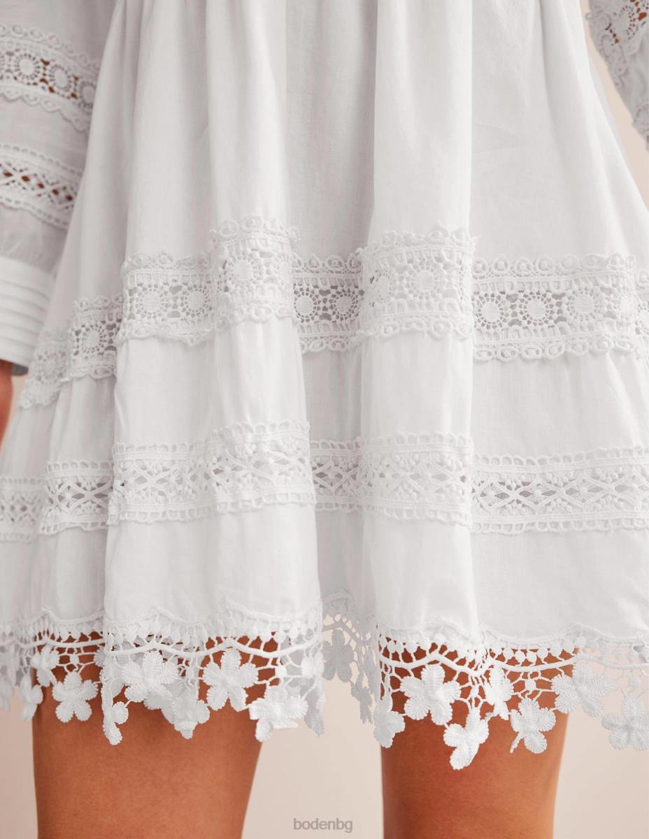 облекло Boden мини рокля с дантела бяло Жени LL6868