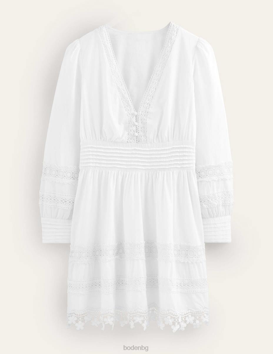 облекло Boden мини рокля с дантела бяло Жени LL6868