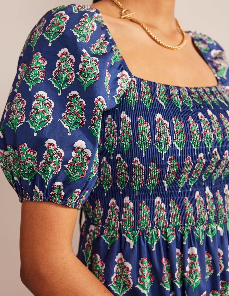 облекло Boden макси рокля с пушено елече френски флот и занаятчийски цвят Жени LL6869