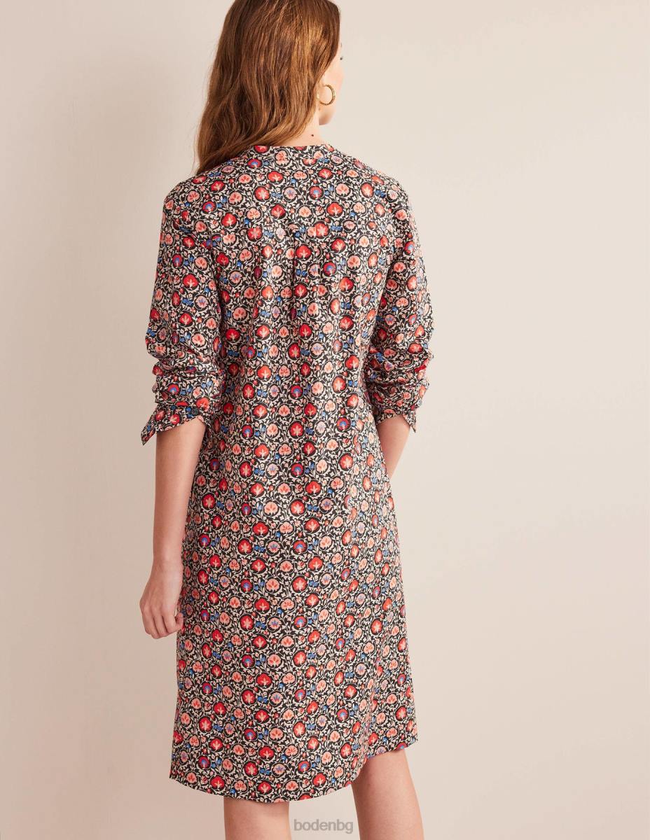 облекло Boden миди рокля без яка коледна звезда и очарователен цвят Жени LL6870