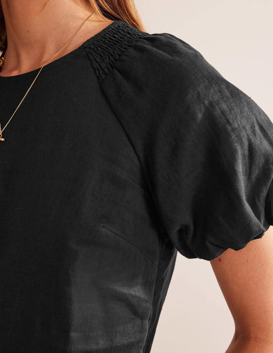 облекло Boden ленена мини рокля с детайли на ръкава черен Жени LL6871