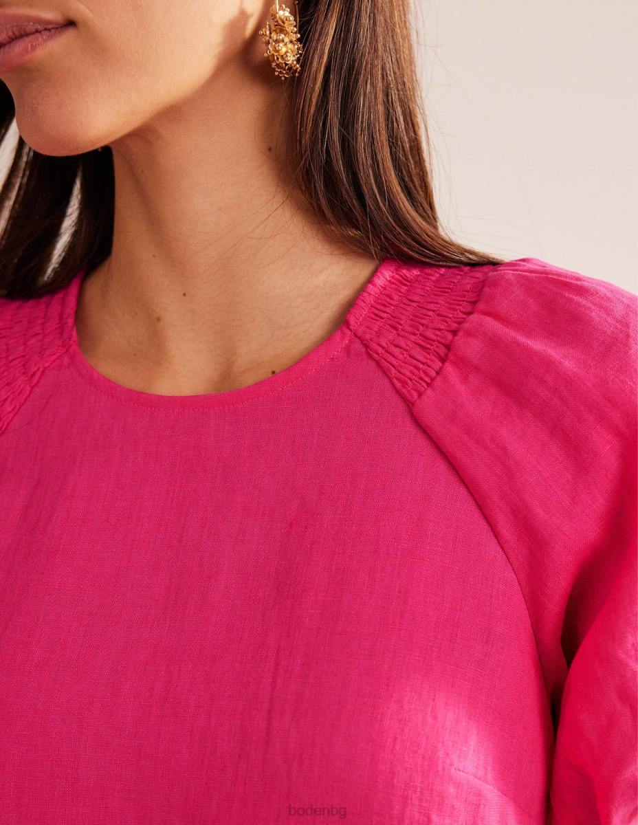 облекло Boden ленена мини рокля с детайли на ръкава фестивално розово Жени LL6874