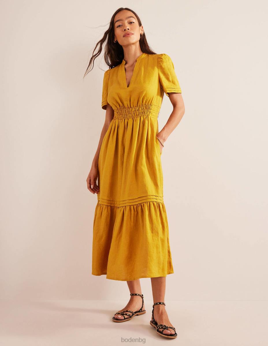 облекло Boden миди рокля с детайли на игли реколта злато Жени LL6875