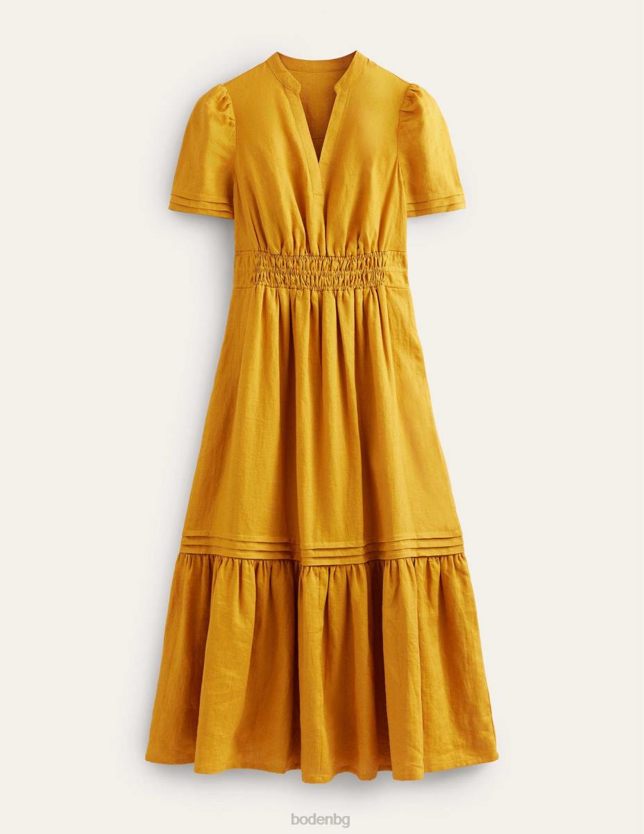 облекло Boden миди рокля с детайли на игли реколта злато Жени LL6875