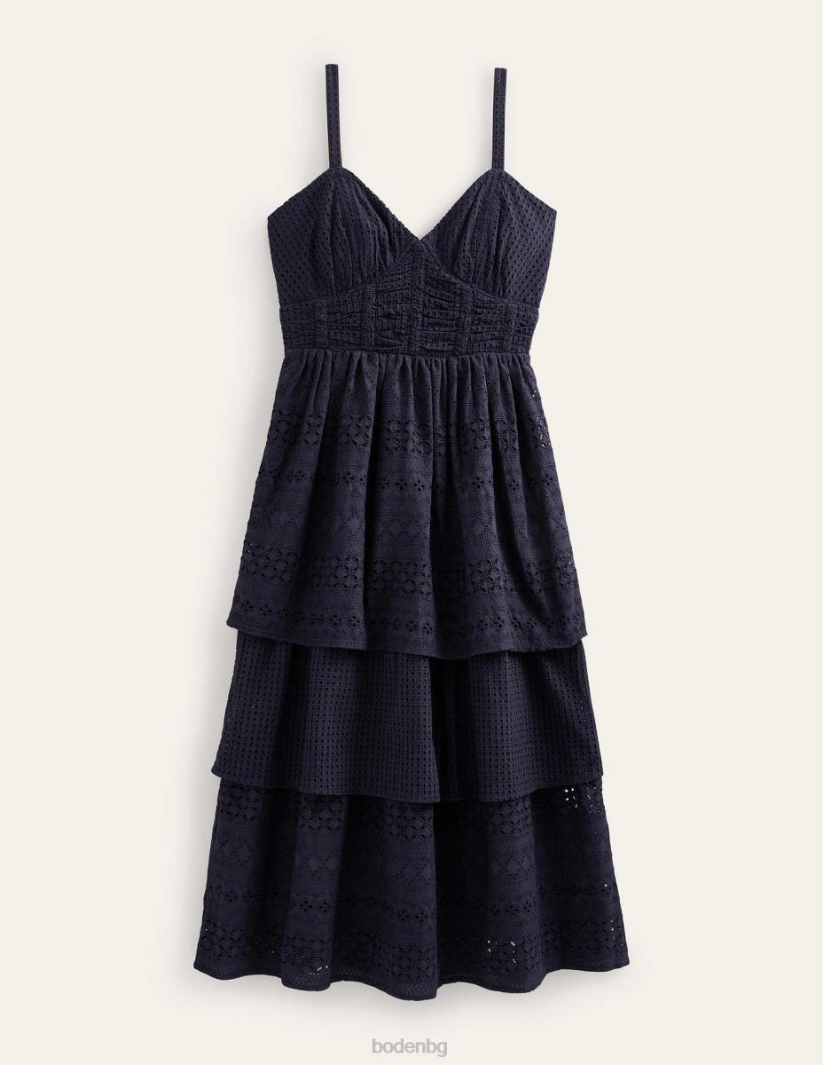 облекло Boden миди рокля от бродери на нива военноморски флот Жени LL6884