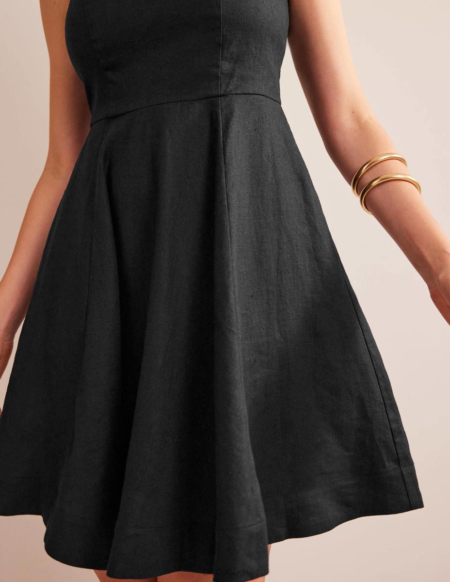 облекло Boden прилепнала ленена мини рокля черен Жени LL6887