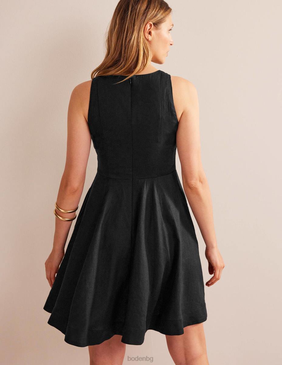 облекло Boden прилепнала ленена мини рокля черен Жени LL6887