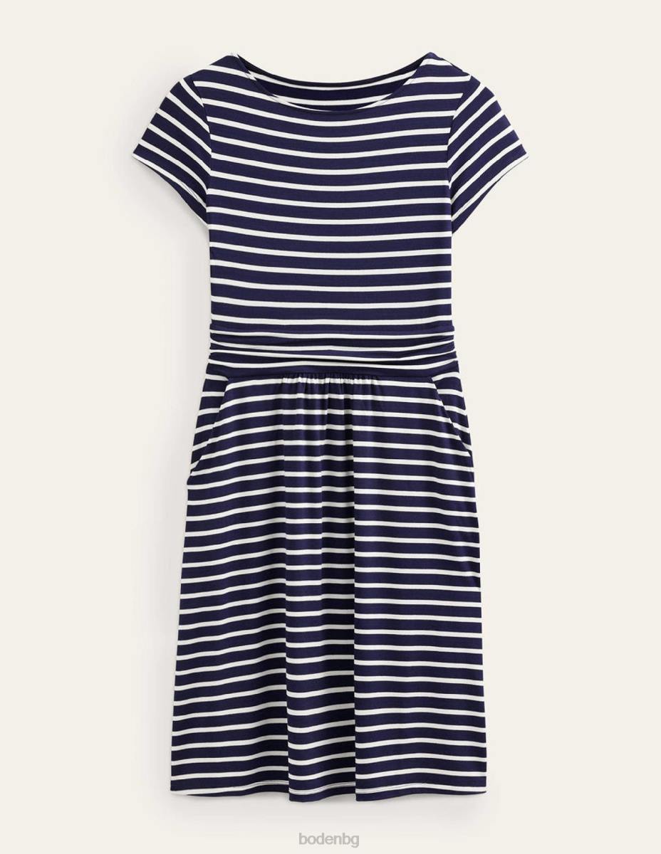 облекло Boden рокля от трико на Амели морскосиньо и слонова кост Жени LL688