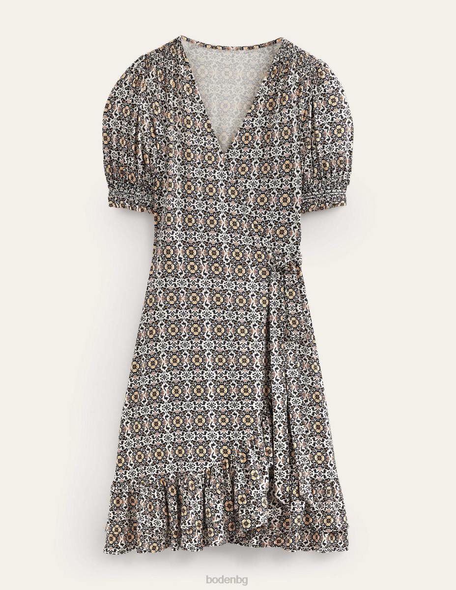 облекло Boden мини рокля от трико с волани черна и богата семка Жени LL68929