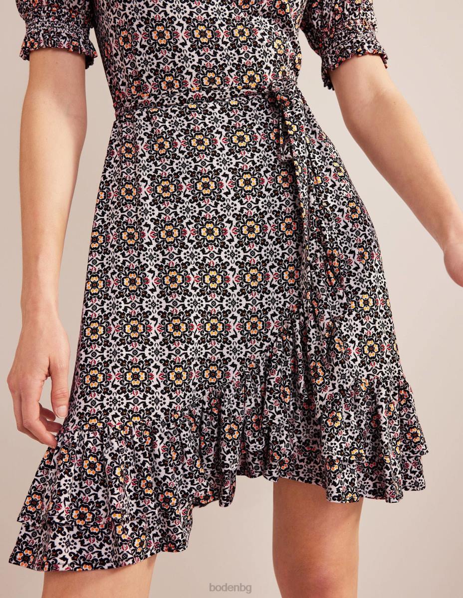 облекло Boden мини рокля от трико с волани черна и богата семка Жени LL68929