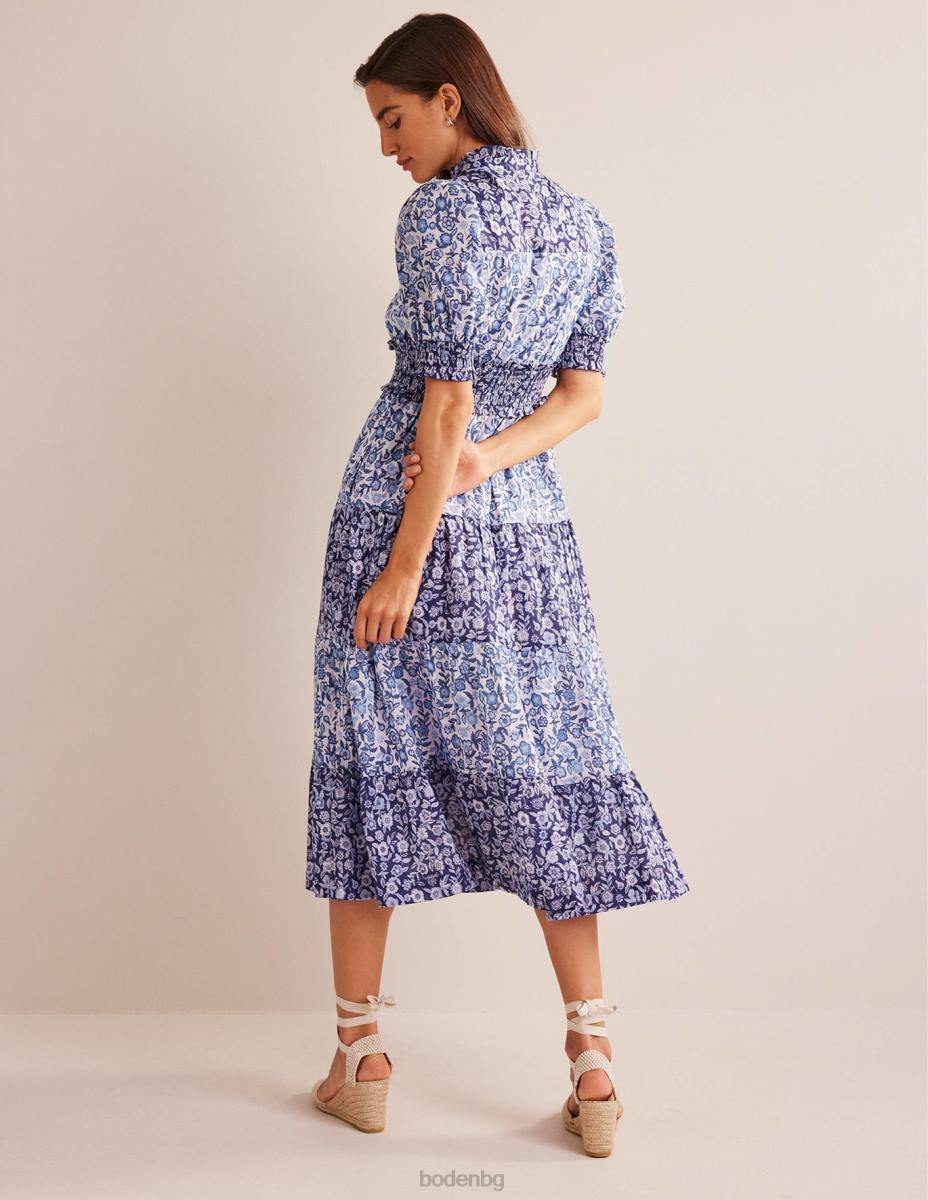 облекло Boden ремикс памучна макси рокля порцеланова теменуга Жени LL6892