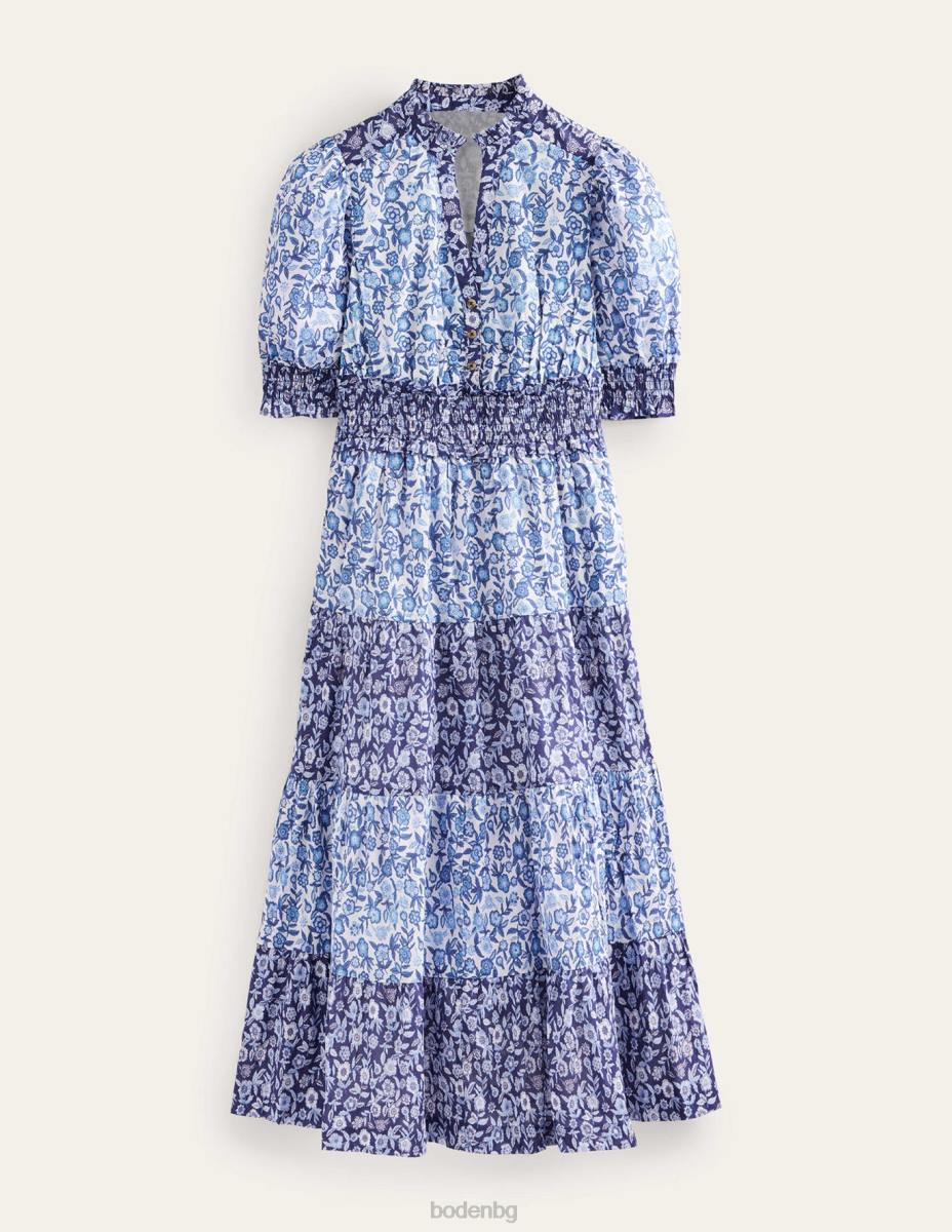 облекло Boden ремикс памучна макси рокля порцеланова теменуга Жени LL6892