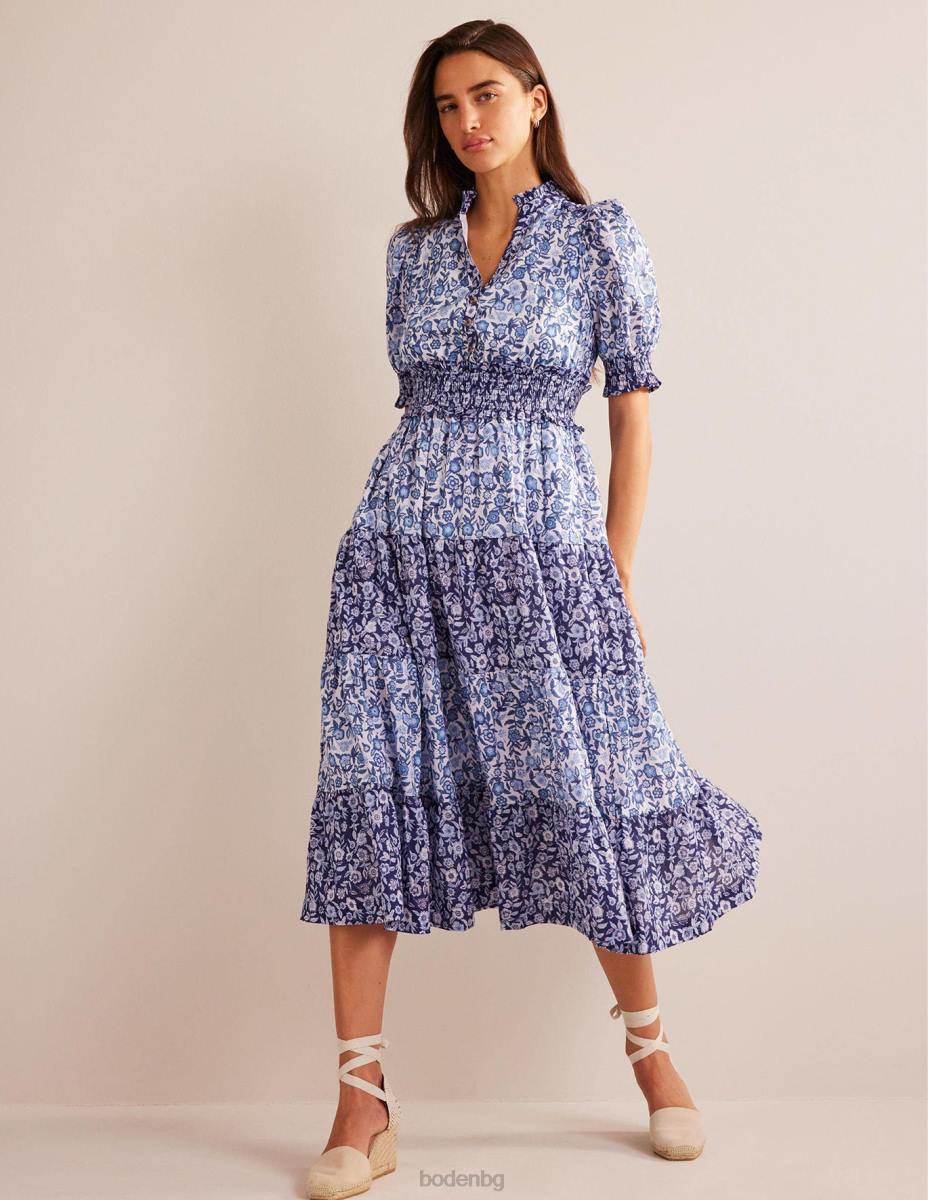 облекло Boden ремикс памучна макси рокля порцеланова теменуга Жени LL6892