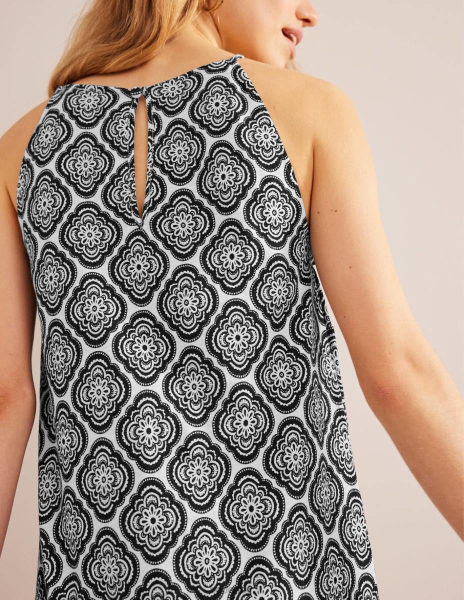 облекло Boden миди рокля от трико със състезателно деколте черен и растителен руж Жени LL68932