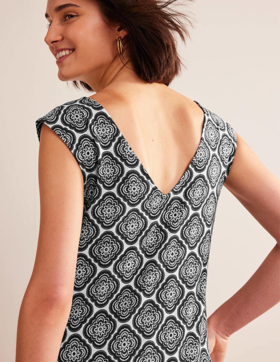 облекло Boden рокля от трико без ръкави черен и растителен руж Жени LL68949