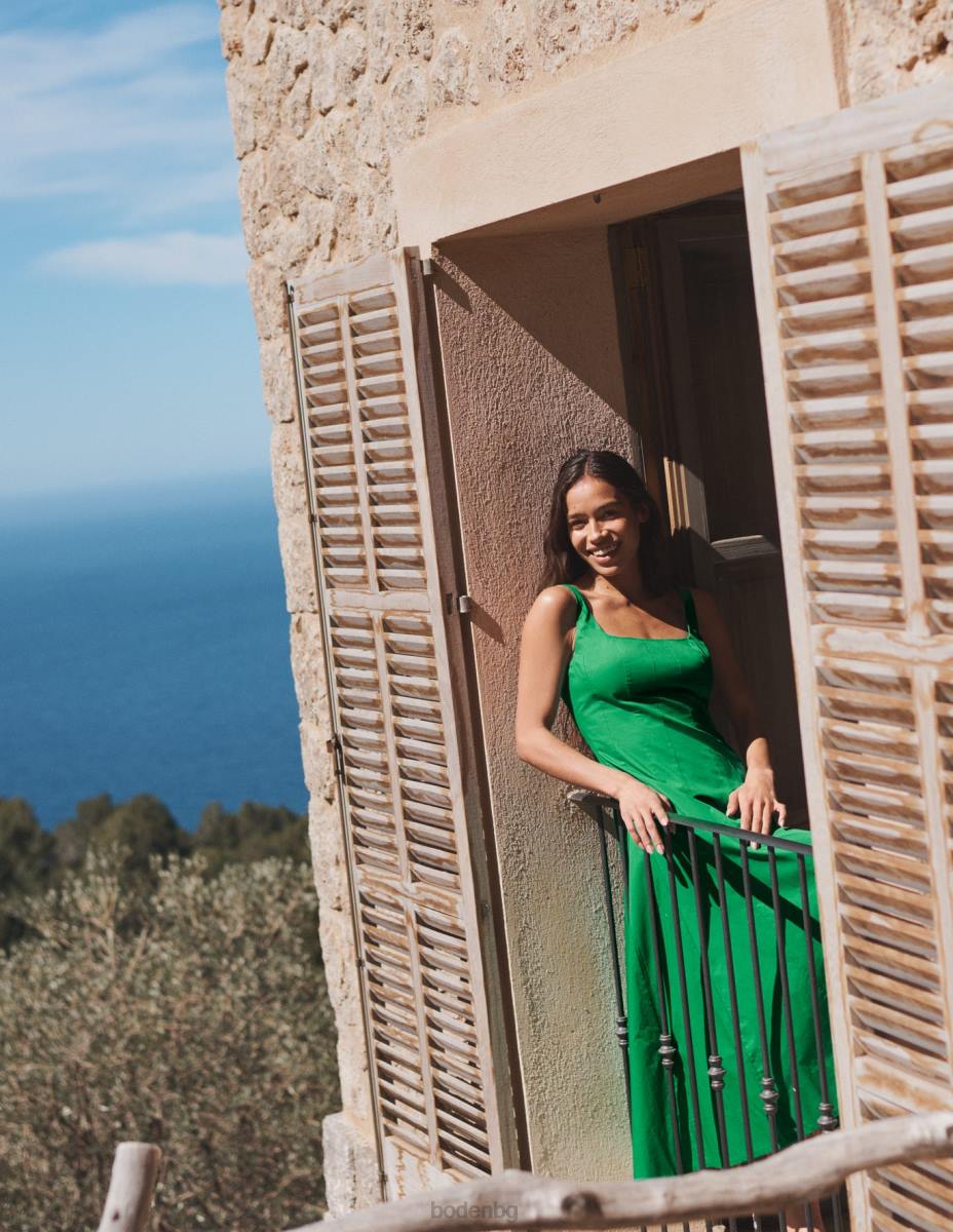 облекло Boden миди рокля без ръкави богат смарагд Жени LL68952