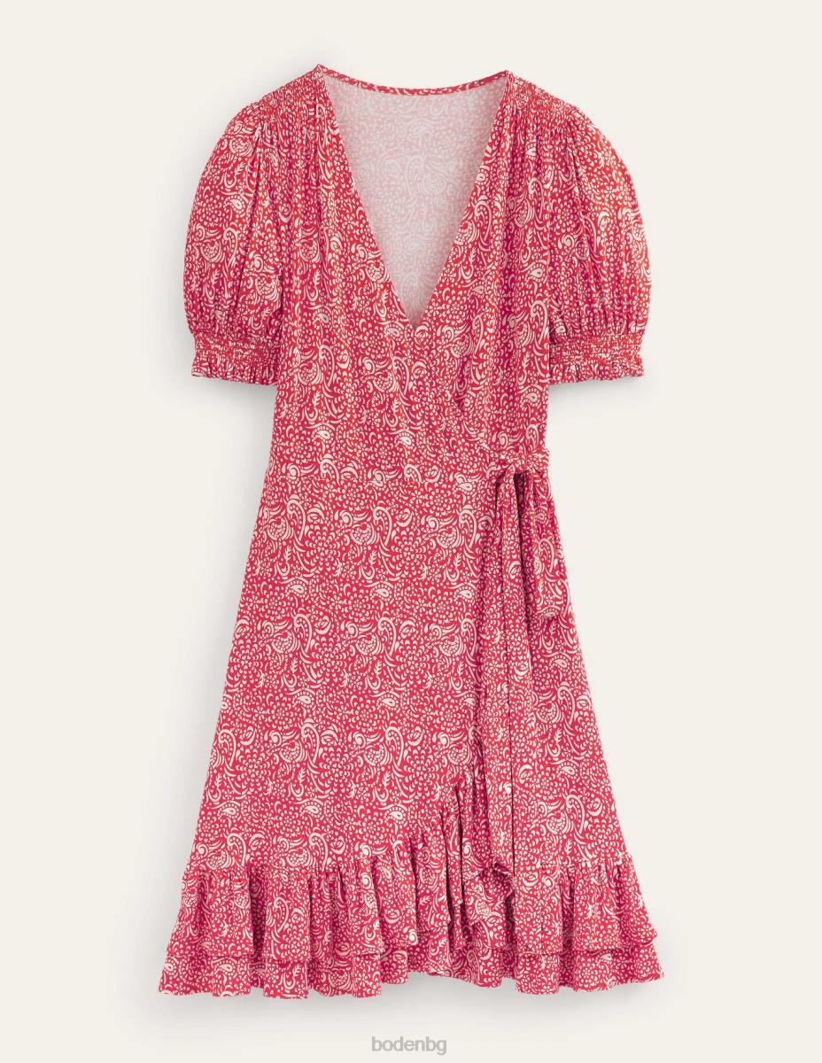 облекло Boden мини рокля от трико с волани вермилион и лазур поп Жени LL68953