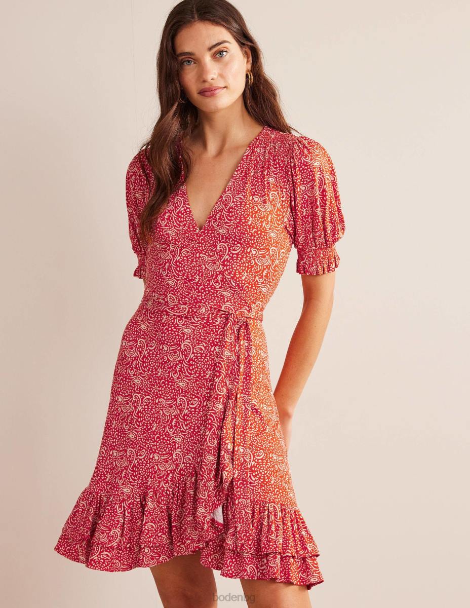 облекло Boden мини рокля от трико с волани вермилион и лазур поп Жени LL68953