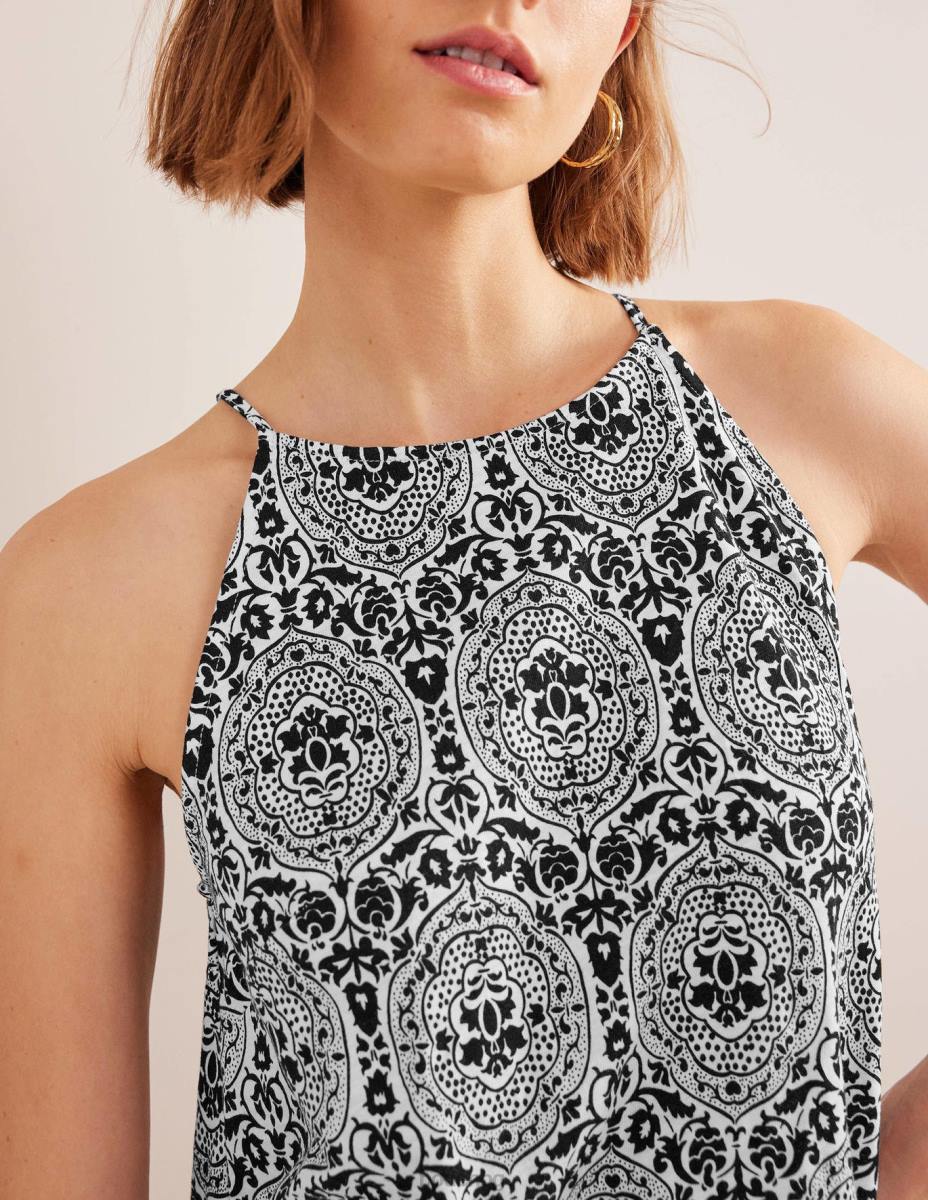 облекло Boden мини рокля от трико със състезателно деколте черни и екзотични плочки Жени LL68958