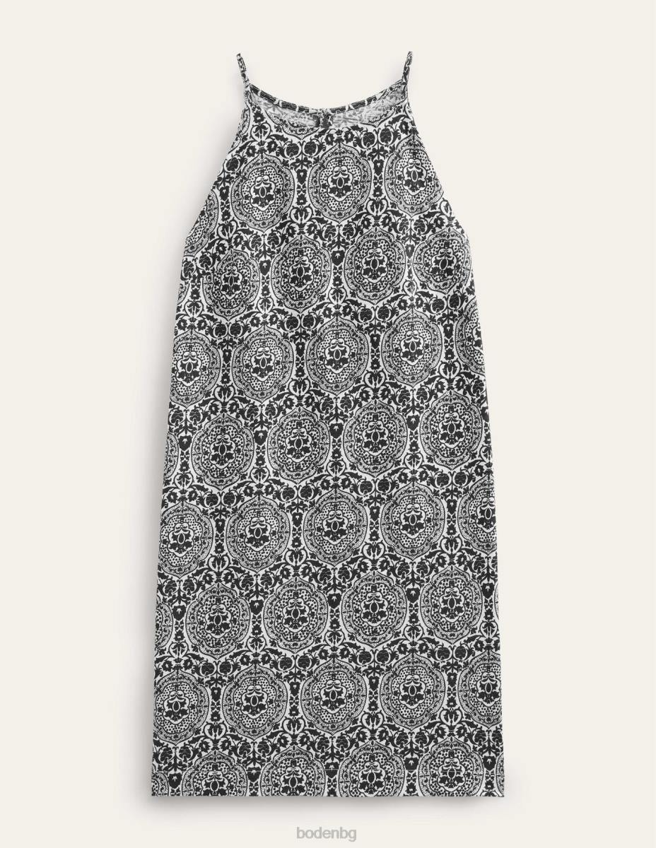 облекло Boden мини рокля от трико със състезателно деколте черни и екзотични плочки Жени LL68958