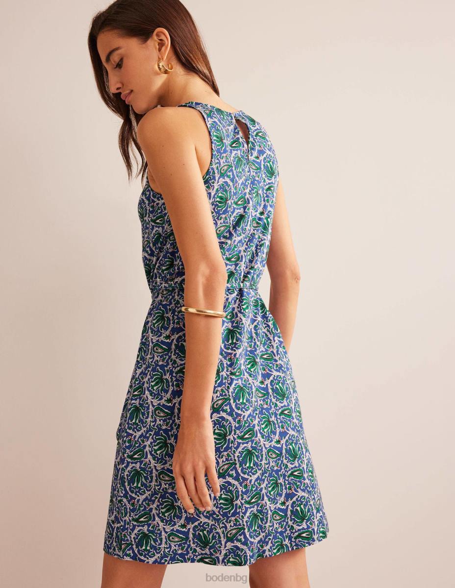 облекло Boden суинг рокля от трико синя вълна и ботаническа лоза Жени LL68966