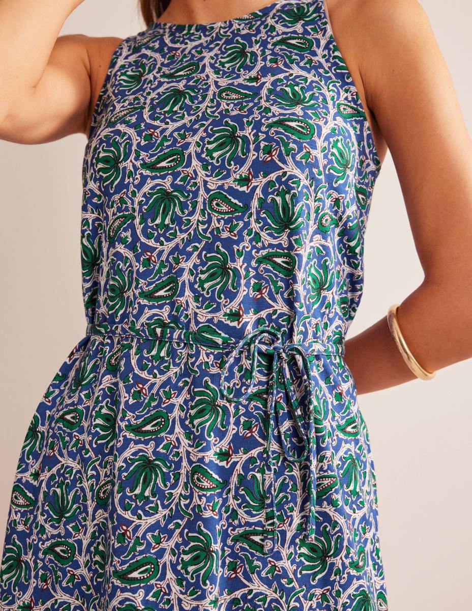 облекло Boden суинг рокля от трико синя вълна и ботаническа лоза Жени LL68966