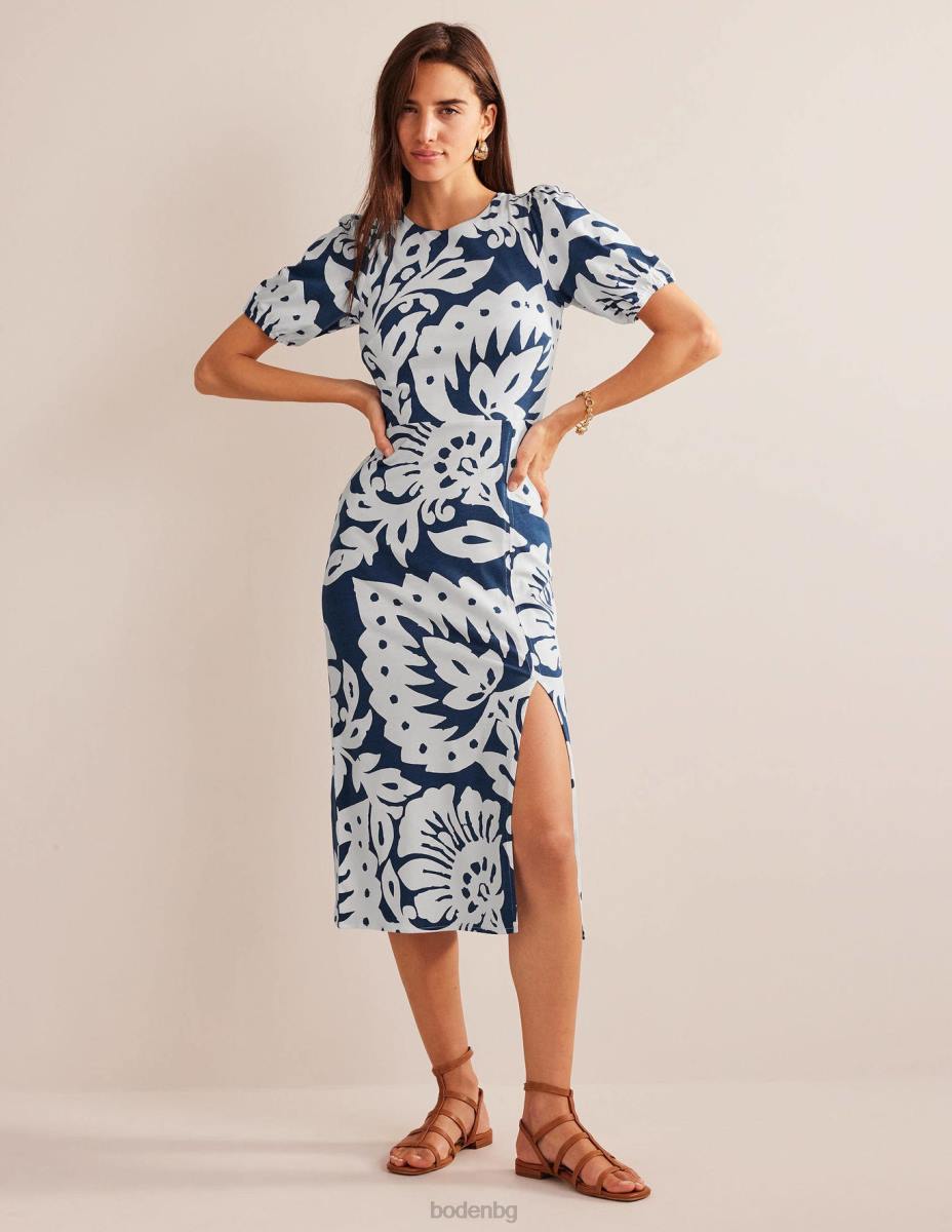 облекло Boden миди рокля от трико с детайли на гърба тераса от сапфир и дъб Жени LL68968