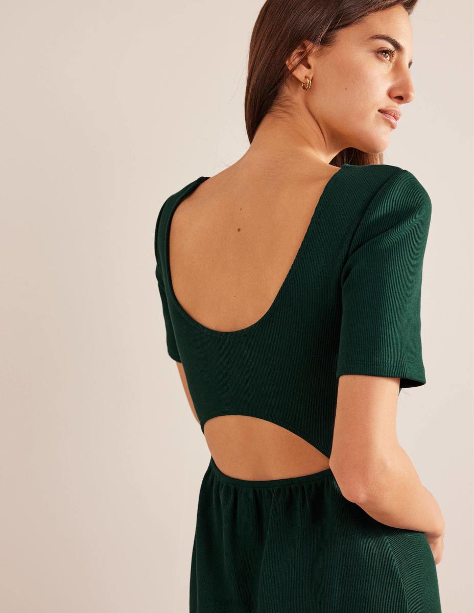 облекло Boden миди рокля от трико с ребра изумрудена нощ Жени LL68992