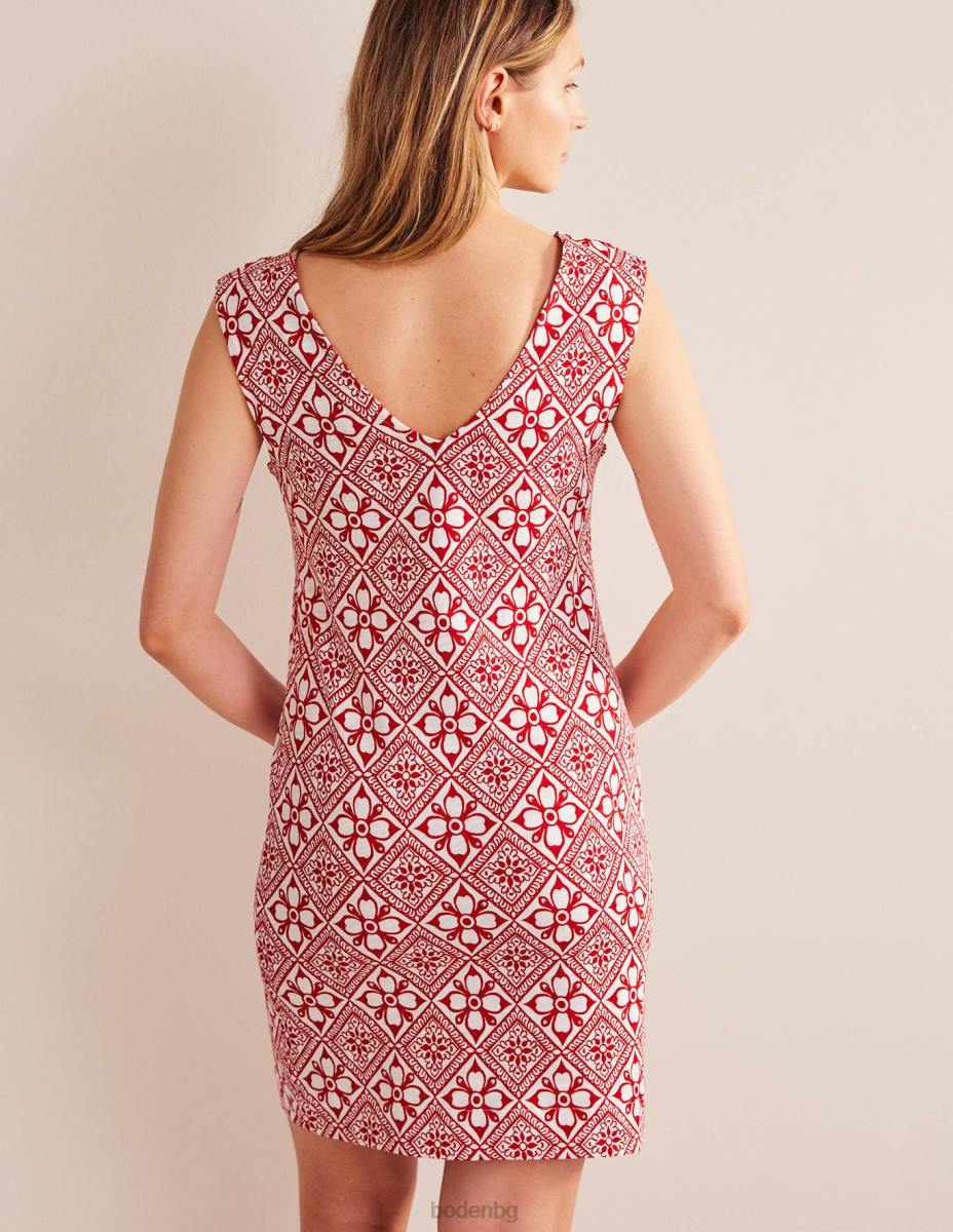 облекло Boden рокля от трико без ръкави коледна звезда и блок семка Жени LL68999